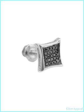 925 Sterling Silver Black Diamond Stud Earring 1pc Unisex Design